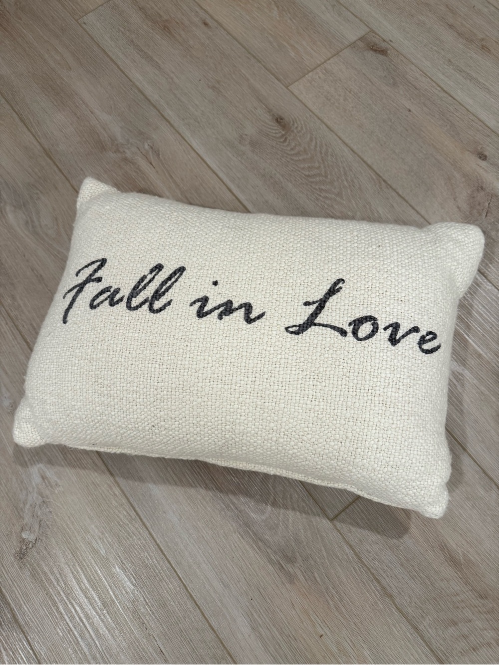 Ivory & Grey “Fall in Love” Decorative Pillow